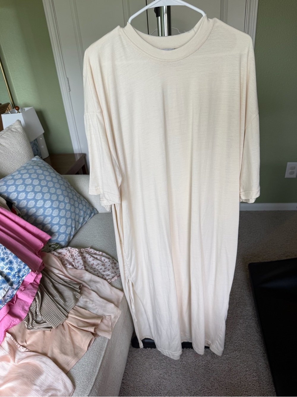 ASOS Cream Oversized T-Shirt Dress